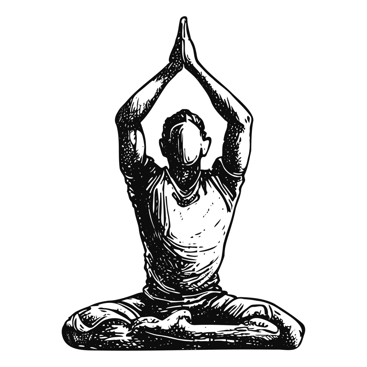 Mann sitzt in einer Yoga-Pose Skizze, Meditation Illustration